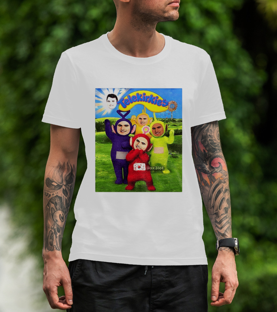 Charlie Kirk Telekirkies Meme Teletubbies Parody Face Swap T-Shirt