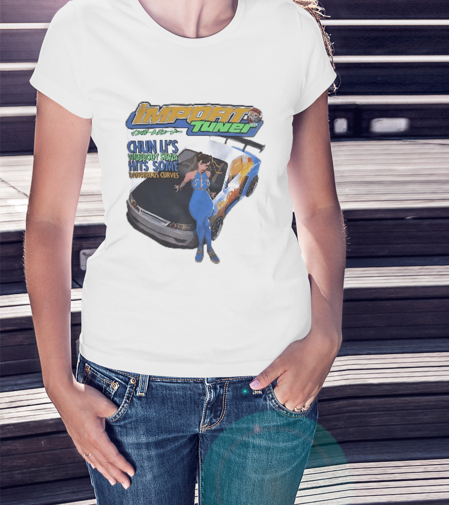 Import Tuner Chun Li's Widebody Silvia Hits Some Dangerous Curves Auto Racing Anime T-Shirt