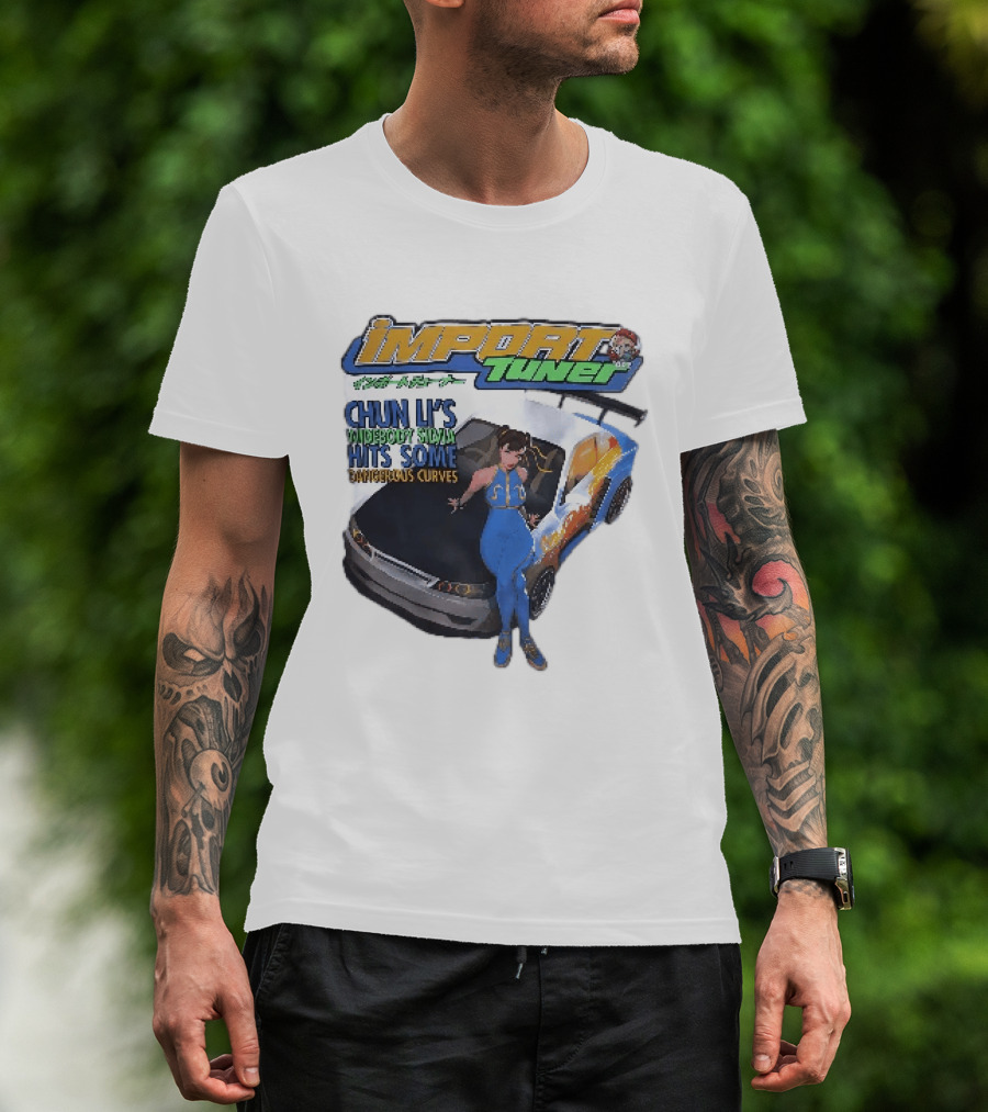 Import Tuner Chun Li's Widebody Silvia Hits Some Dangerous Curves Auto Racing Anime T-Shirt