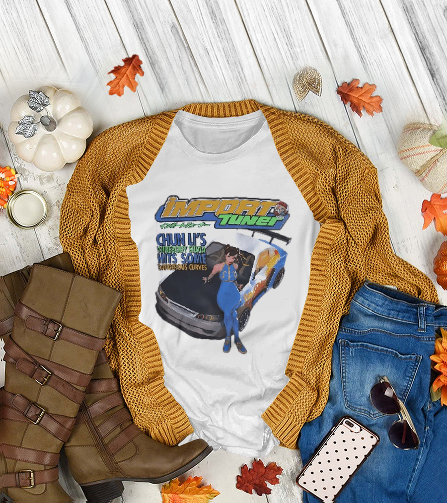Import Tuner Chun Li's Widebody Silvia Hits Some Dangerous Curves Auto Racing Anime T-Shirt