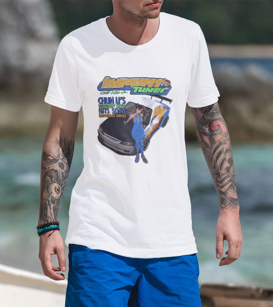 Import Tuner Chun Li's Widebody Silvia Hits Some Dangerous Curves Auto Racing Anime T-Shirt
