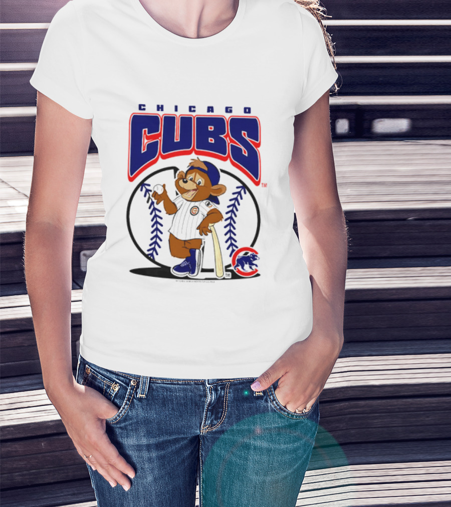 Chicago Cubs MLB 2026 Mania Bear Character Baseball Bat T-Shirt