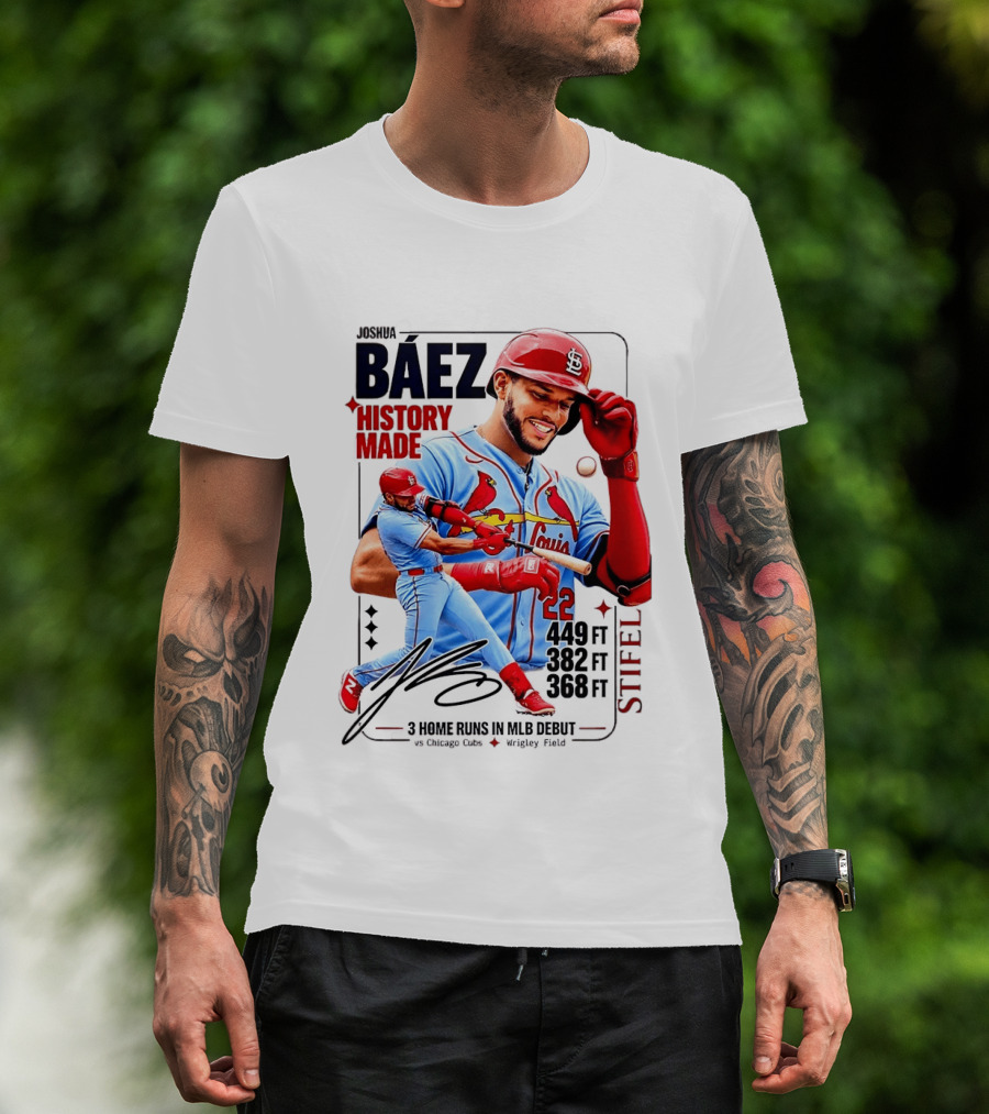 Joshua Baez St. Louis Cardinals Historic MLB Debut 3 Home Runs Wrigley Field T-Shirt