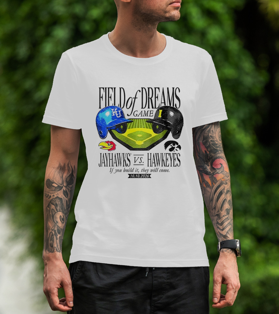 Field Of Dreams Game Kansas Jayhawks Vs Iowa Hawkeyes 10.10.2026 T-Shirt