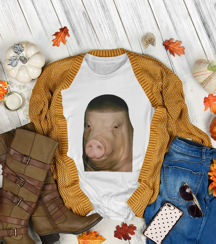Photorealistic Close Up Pig Face Edgar Haircut Cutout T-Shirt