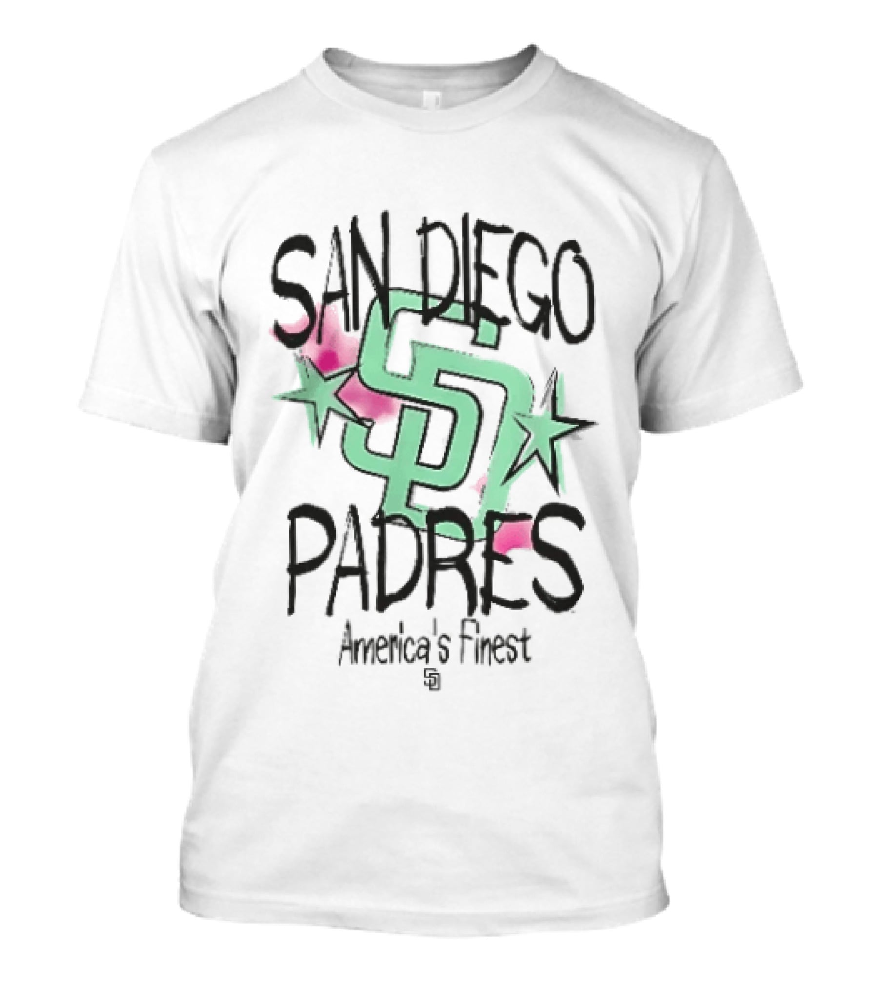 San Diego Padres America's Finest Mint Pink Watercolor Stars T-Shirt