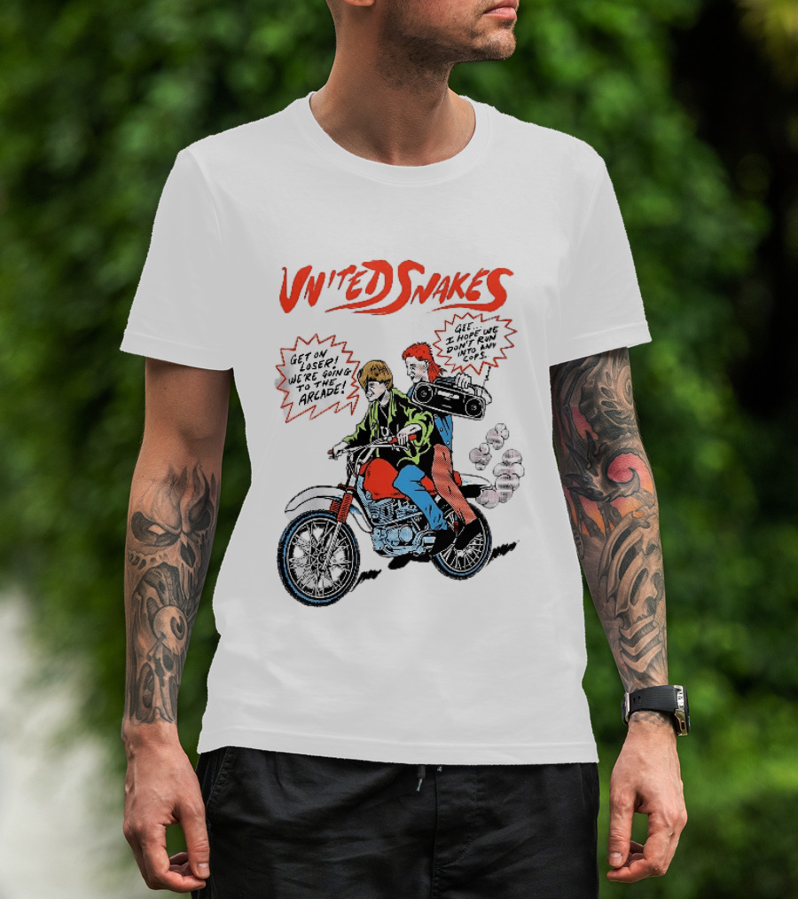 United Snakes Get On Loser We're Going To The Arcade Motorcycle Adventure T-Shirt