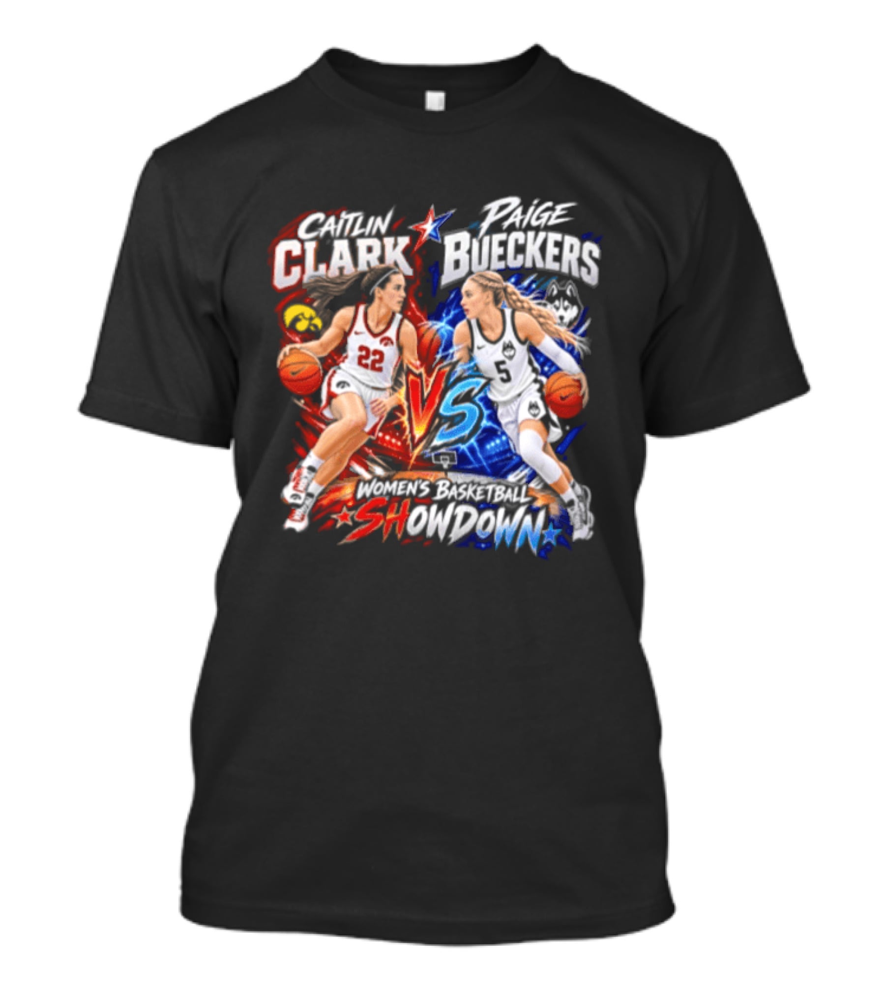 Caitlin Clark Paige Bueckers Basketball Showdown VS Rivalry T-Shirt