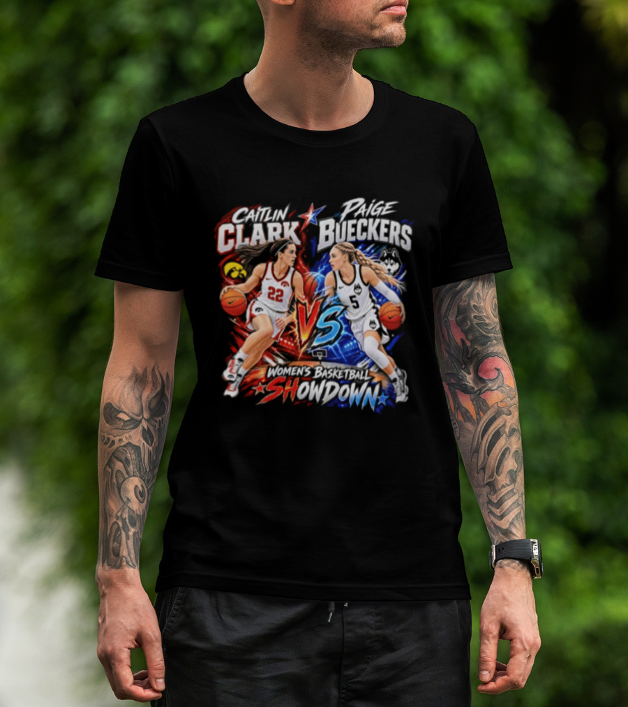 Caitlin Clark Paige Bueckers Basketball Showdown VS Rivalry T-Shirt