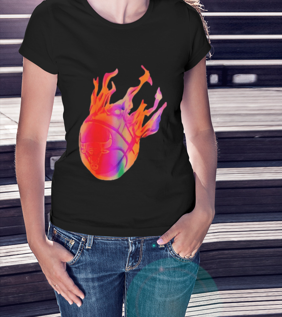 Chicago Bulls NBA Basketball Flaming Fireball NBA Fans Merchandise T-Shirt