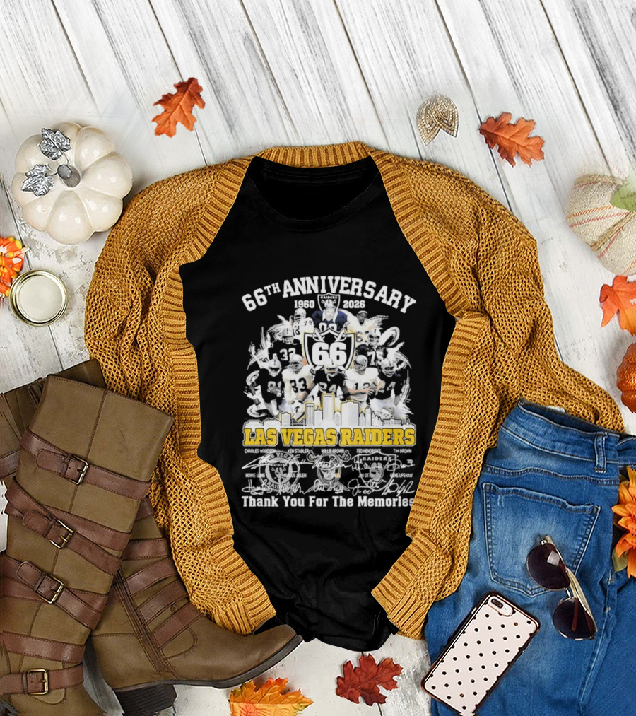 Las Vegas Raiders 66th Anniversary 1960 2026 Thank You For The Memories Celebration T-Shirt