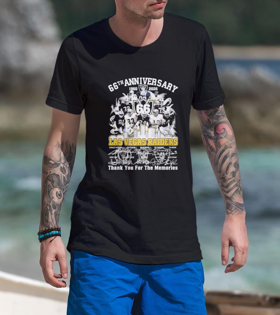Las Vegas Raiders 66th Anniversary 1960 2026 Thank You For The Memories Celebration T-Shirt