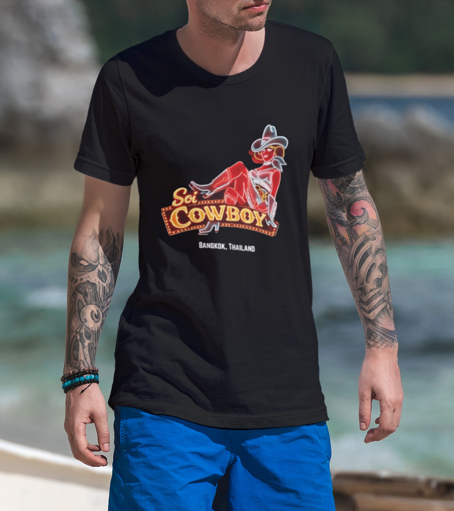 Soi Cowboy Bangkok Thailand Cowgirl Neon Sign T-Shirt