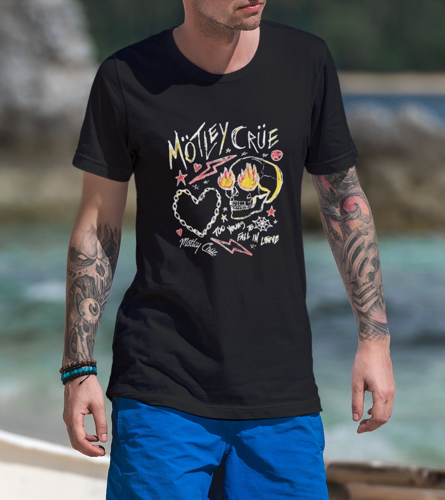 Mötley Crüe Skull Heart Lightning Too Young To Fall In Love Toddler 2026 T-Shirt