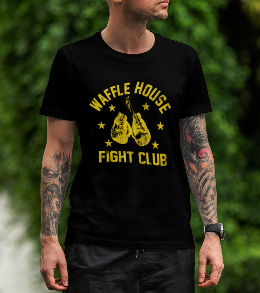 Waffle House Fight Club Boxing Gloves Stars T-Shirt