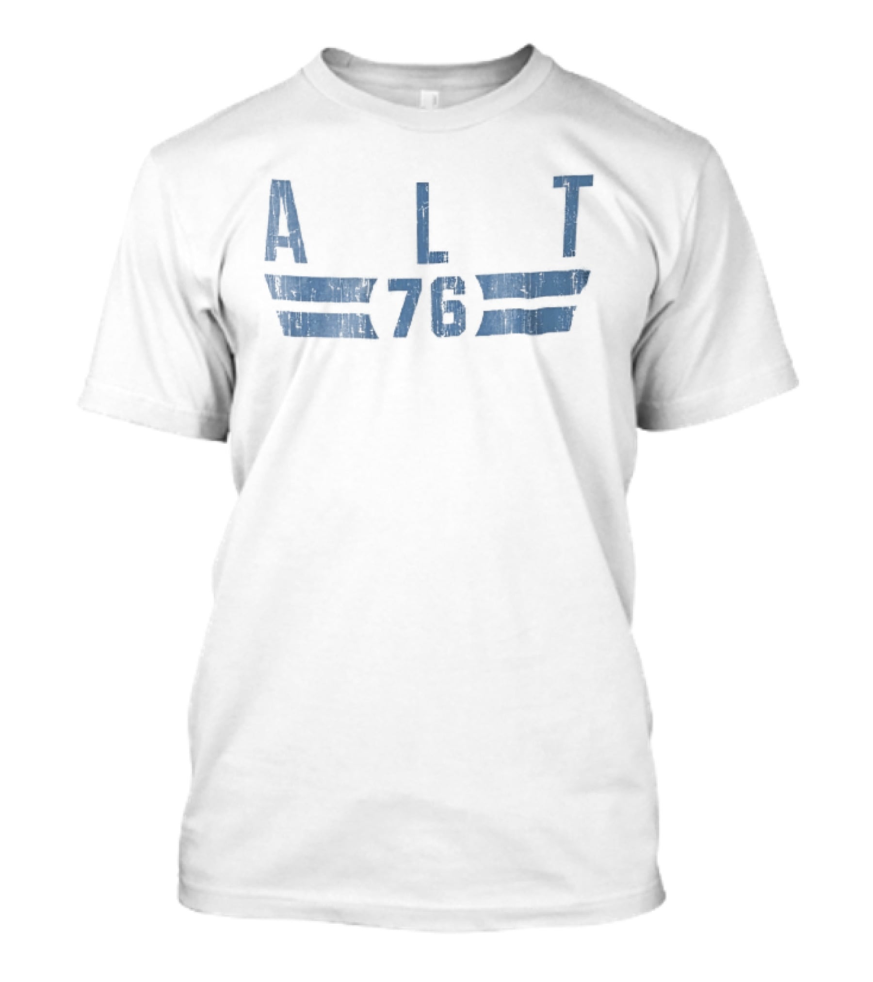 ALT 76 Distressed Blue Horizontal Bars T-Shirt