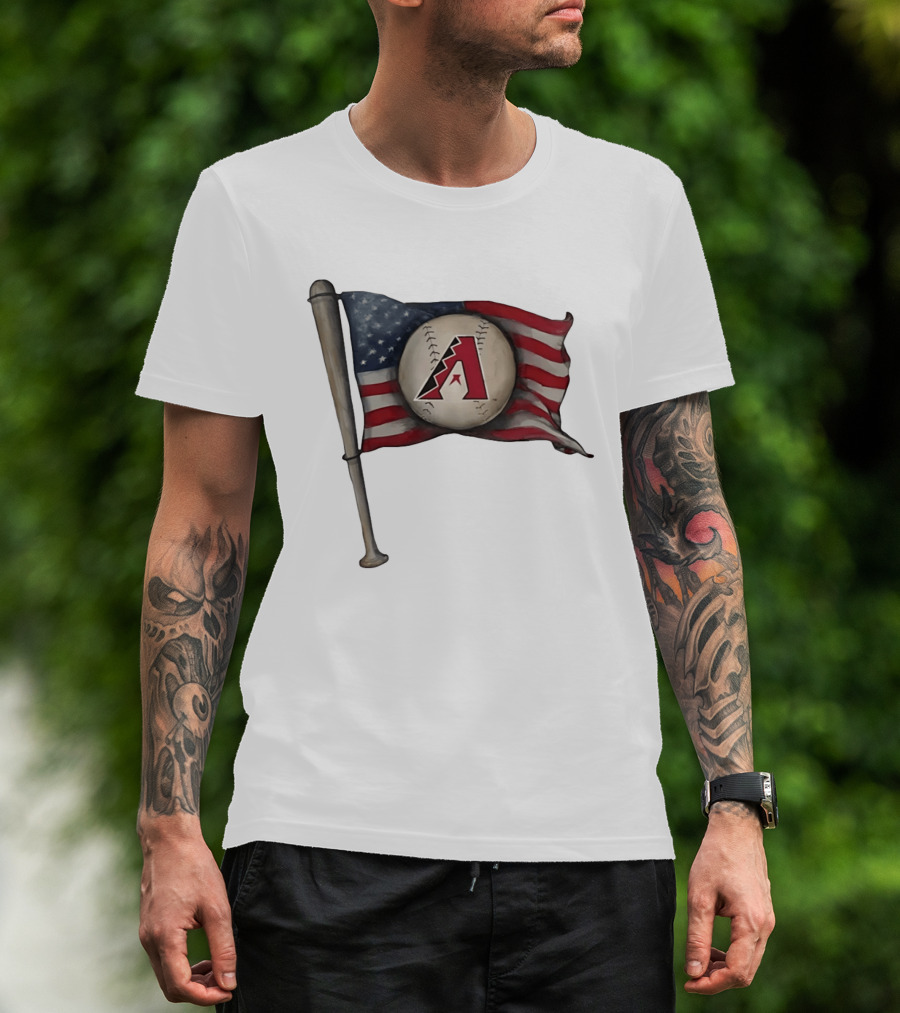 Arizona Diamondbacks American Flag Baseball Bat T-Shirt