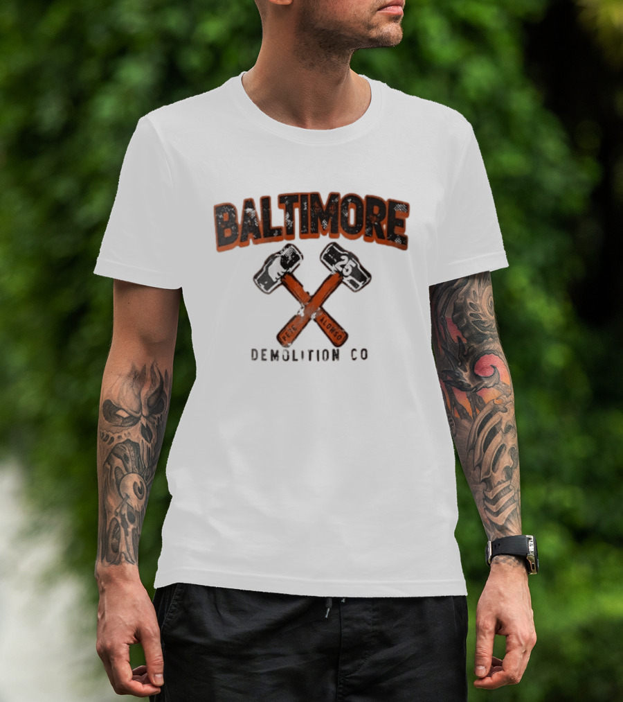 Baltimore Demolition Co Pete Alonso 25 Crossed Hammers Bear T-Shirt