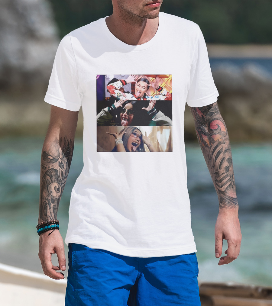 Cardi B Fun Iconic Expressions Collage T-Shirt