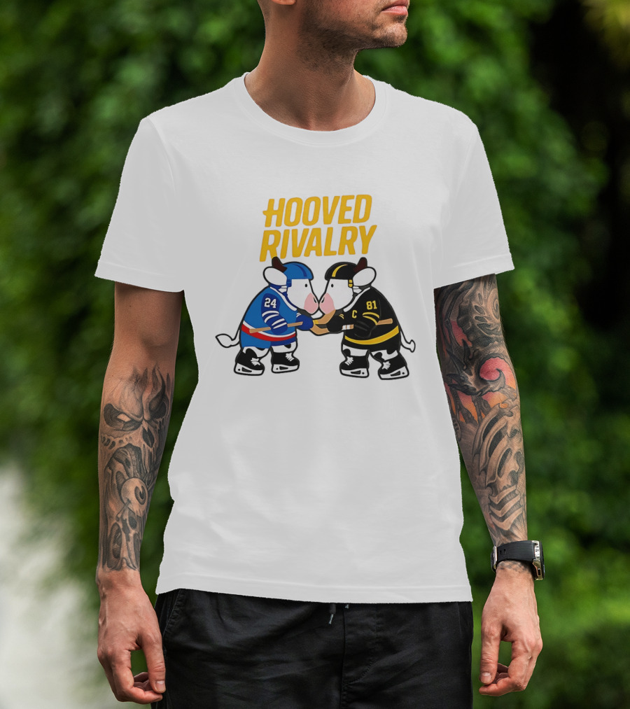 Hooved Rivalry Ilya Rozanov 24 Vs Shane Hollander 81 Hockey Faceoff T-Shirt