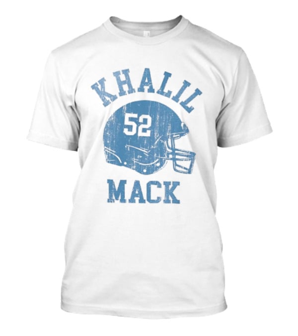 Khalil Mack 52 Distressed Powder Blue Football Helmet T-Shirt