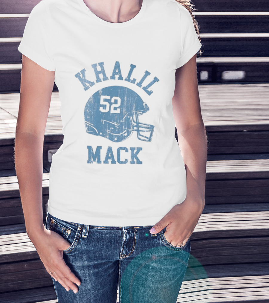 Khalil Mack 52 Distressed Powder Blue Football Helmet T-Shirt