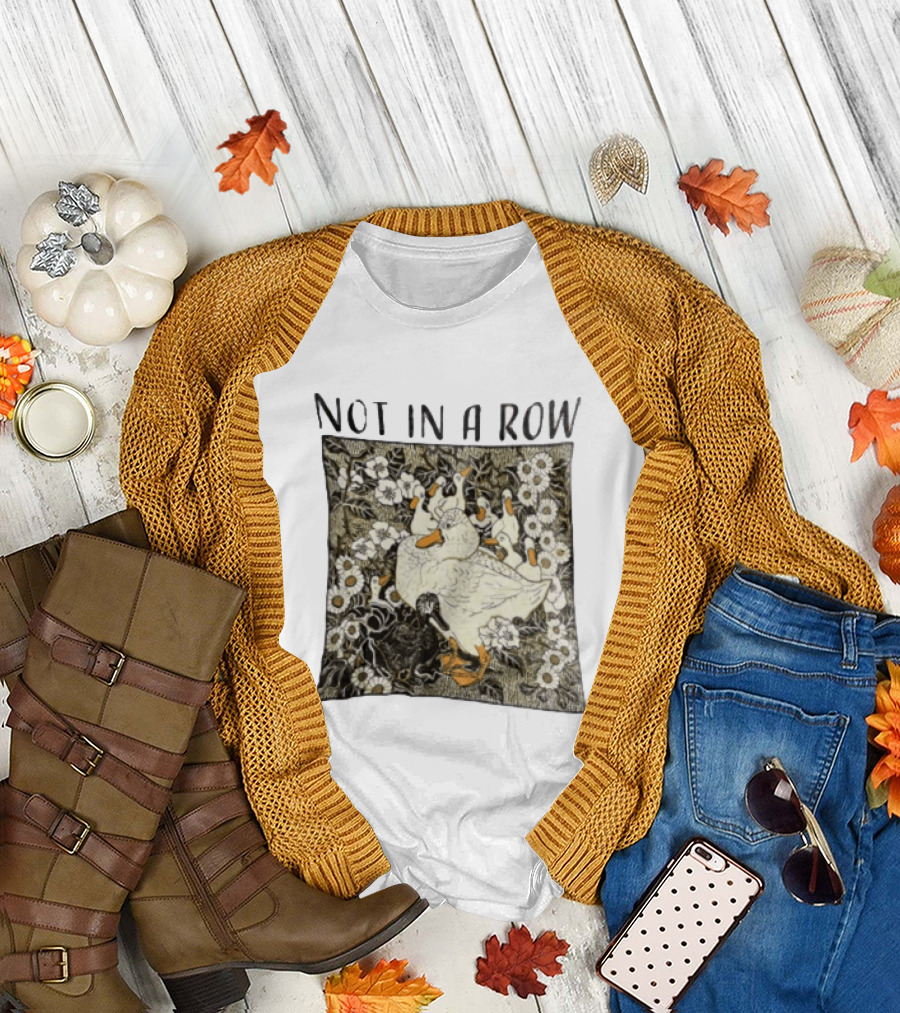 Not In A Row Ducks Floral Pattern Botanical T-Shirt