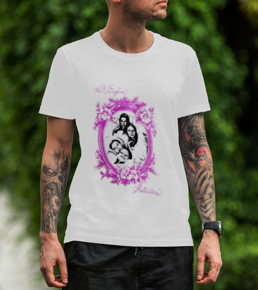 The Virgin Suicides Girls Pink Floral Oval Frame T-Shirt