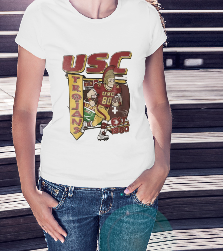 USC Trojans Football Player Cartoon Scoreboard Est 1880 T-Shirt