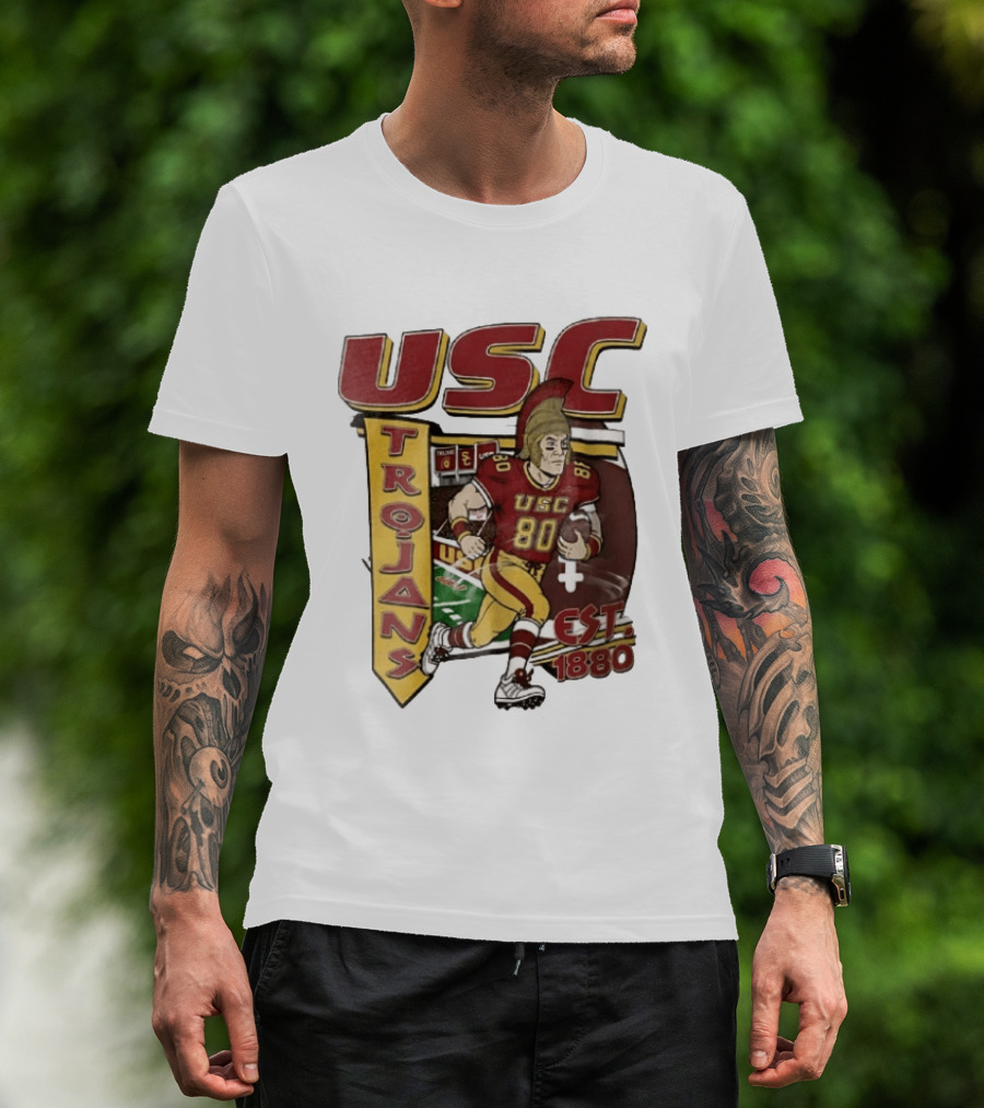 USC Trojans Football Player Cartoon Scoreboard Est 1880 T-Shirt