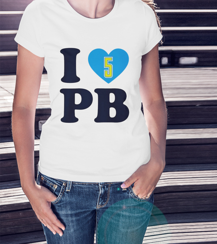 I Love PB Heart 5 Blue And Yellow T-Shirt
