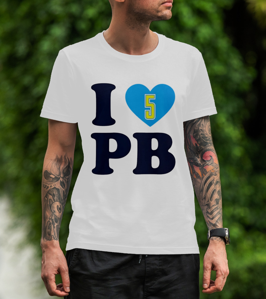 I Love PB Heart 5 Blue And Yellow T-Shirt