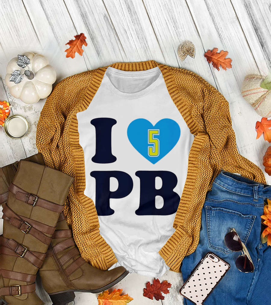 I Love PB Heart 5 Blue And Yellow T-Shirt