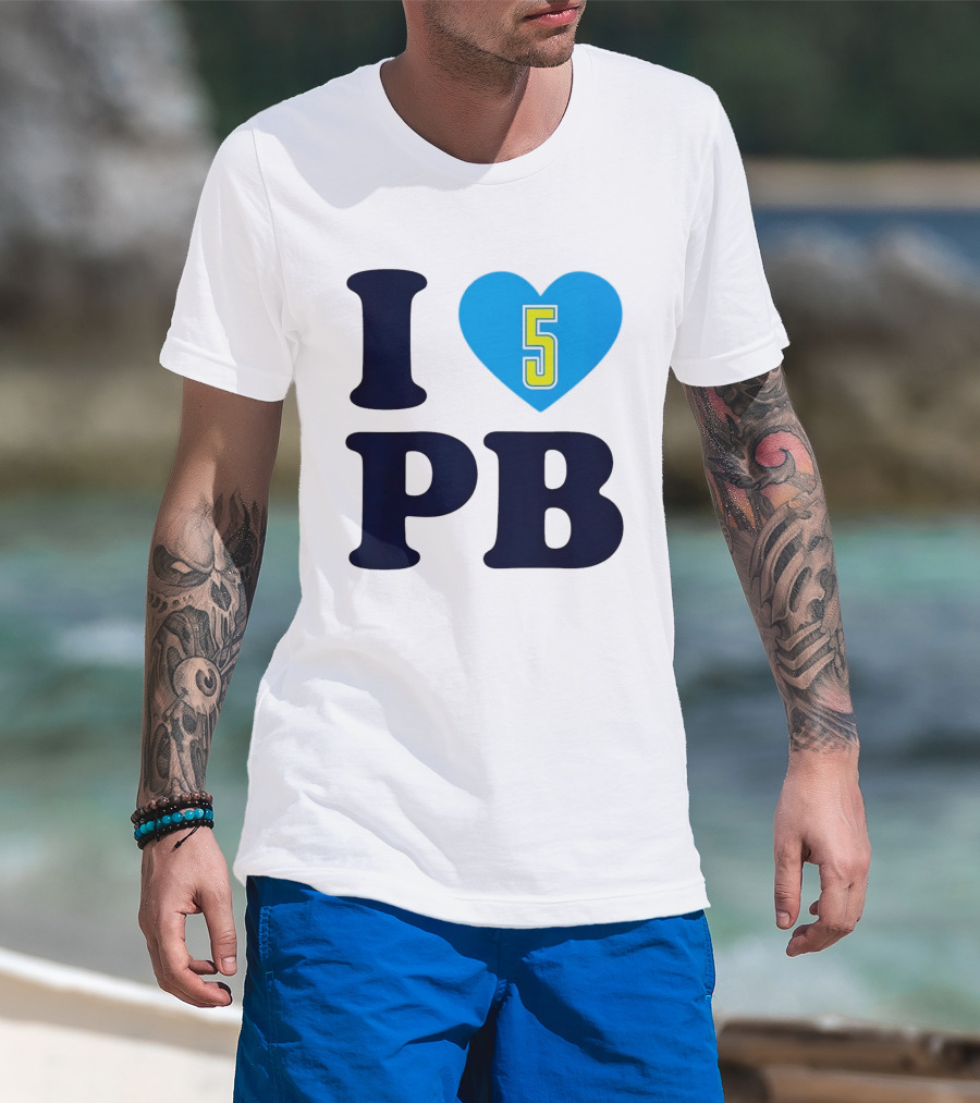 I Love PB Heart 5 Blue And Yellow T-Shirt