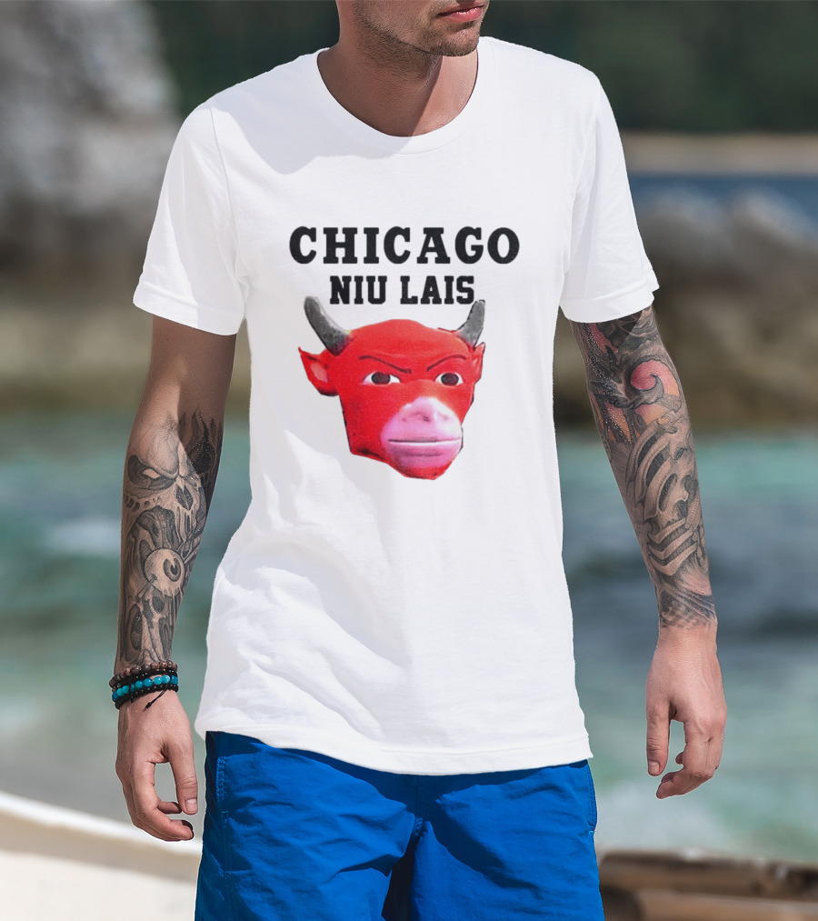 Chicago Bulls Niu Lais Red Bull Head T-Shirt