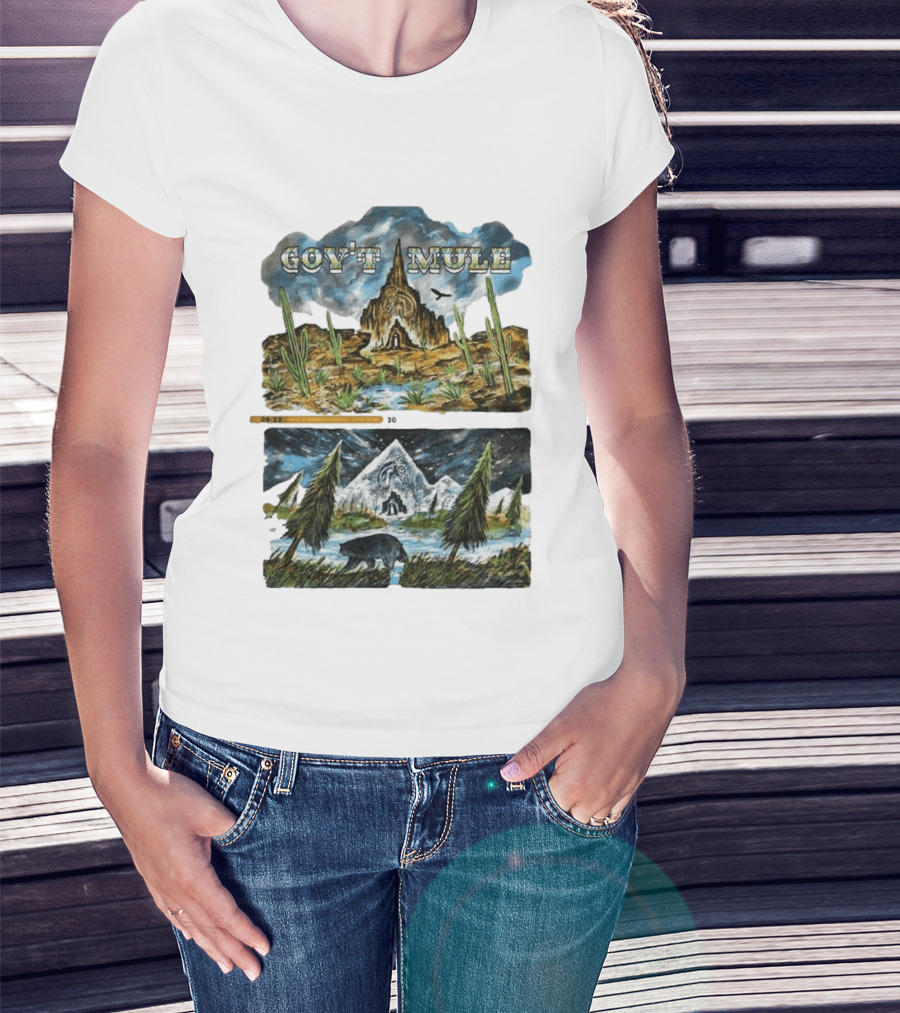 Govt Mule Two Night Kicking In Your Stall 2026 Santa Fe Aug 22 Vail Aug 23 Desert Scene Bear Mountain T-Shirt