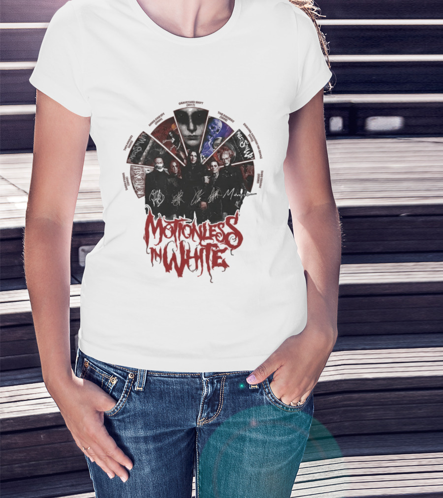 Motionless In White Band Album Art Collage Wheel T-Shirt