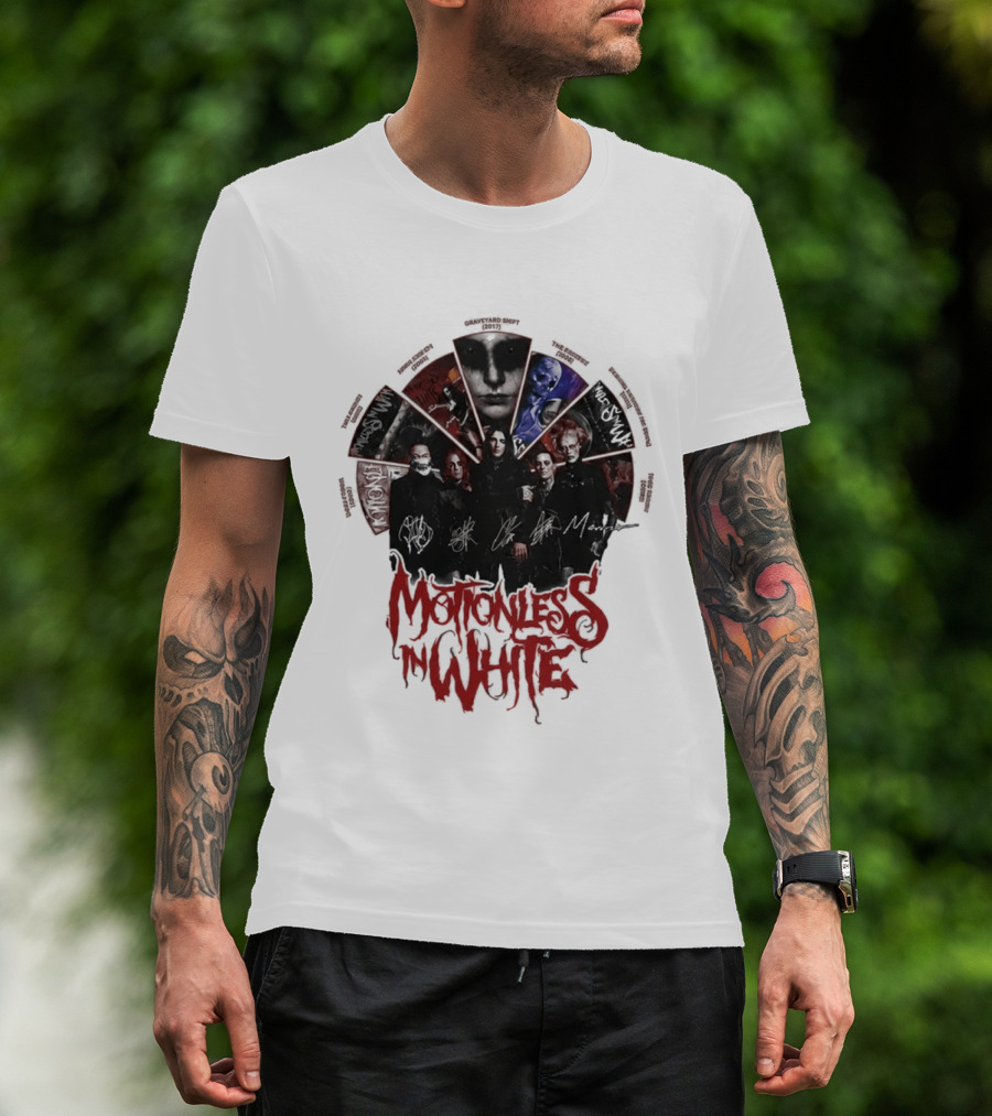 Motionless In White Band Album Art Collage Wheel T-Shirt