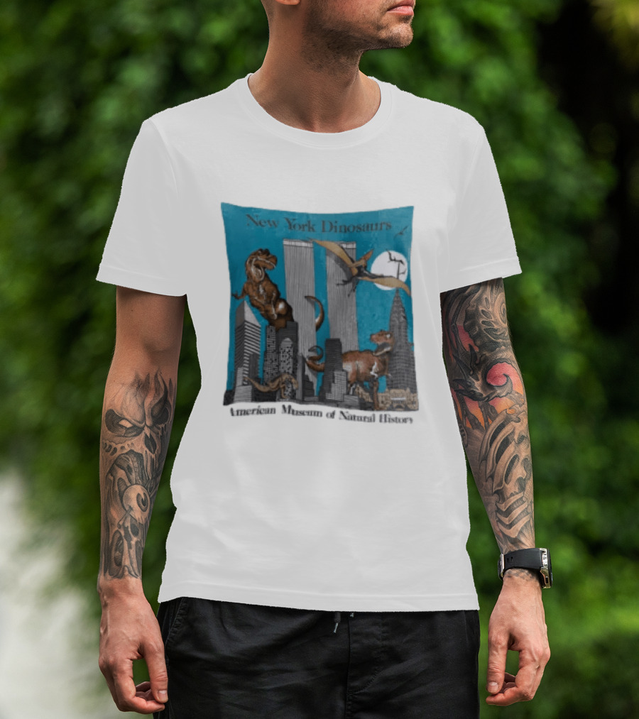 New York Dinosaurs American Museum Of Natural History Twin Towers Scene T-Shirt