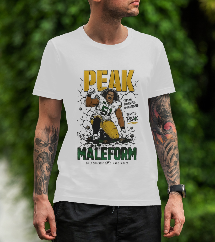 Peak Maleform Green Bay Packers #61 Strong Powerful Unstoppable T-Shirt