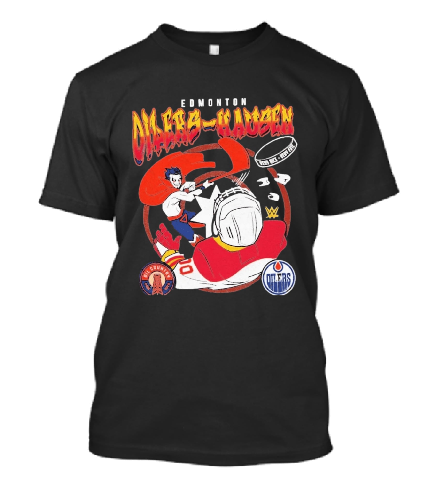 Edmonton Oilers Hausen Hockey Battle WWE Crossover NHL Collaboration T-Shirt