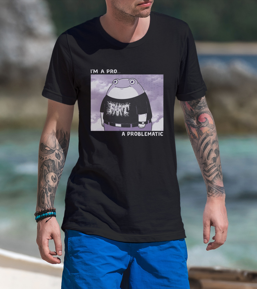 I'm A Pro A Problematic Frog Meme Binary Code Cloudy T-Shirt