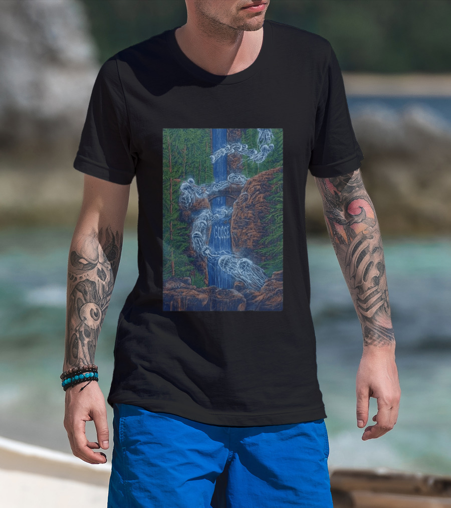 Goose Summer Tour 2026 Hayden Homes Amphitheater Bend August 21 22 Waterfall Forest Scene T-Shirt