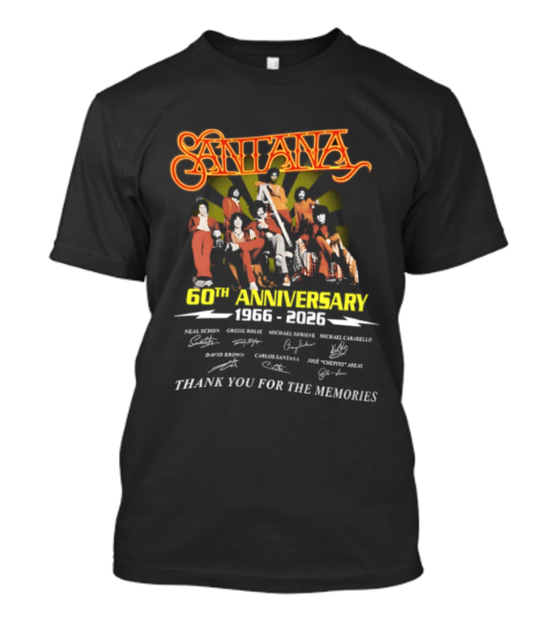 Santana 60th Anniversary 1966 2026 Thank You For The Memories Signatures T-Shirt