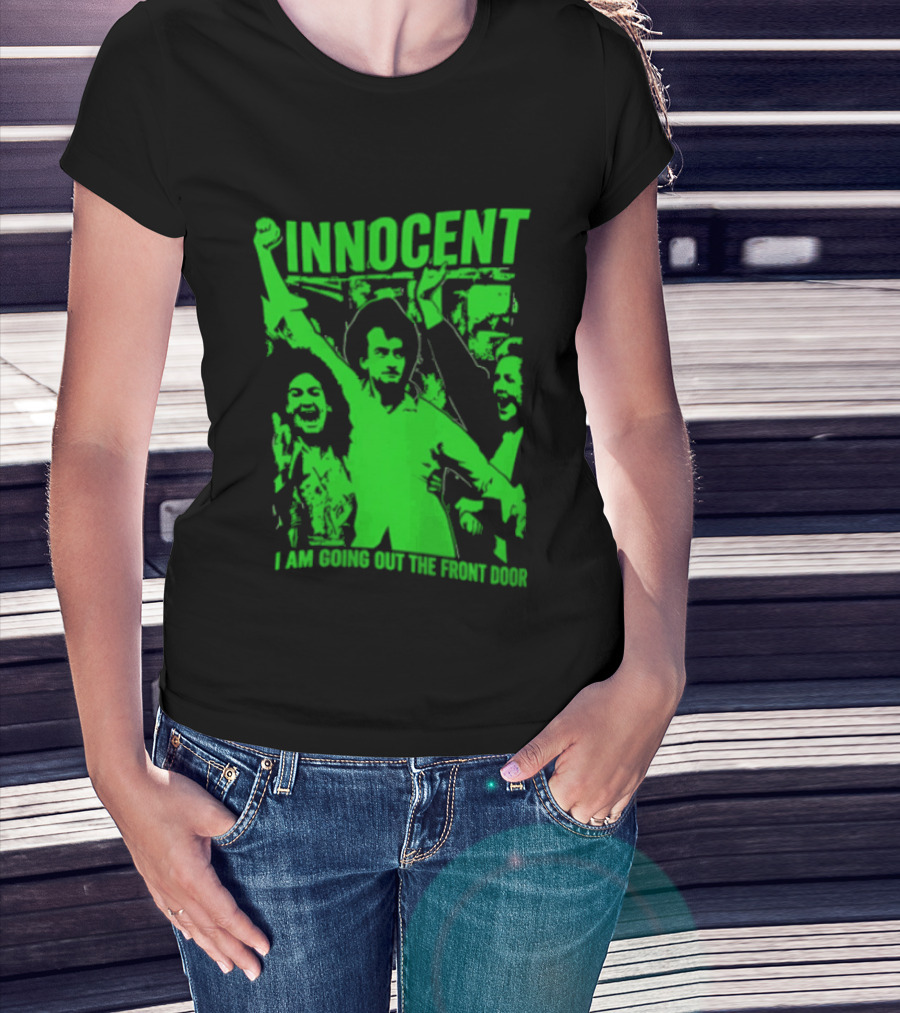 Innocent I Am Going Out The Front Door Retro Style People In Motion T-Shirt