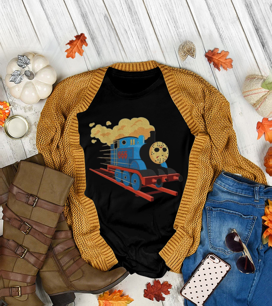 Thomas The Tank Engine Jason Voorhees Mask 666 Railway To Hell T-Shirt