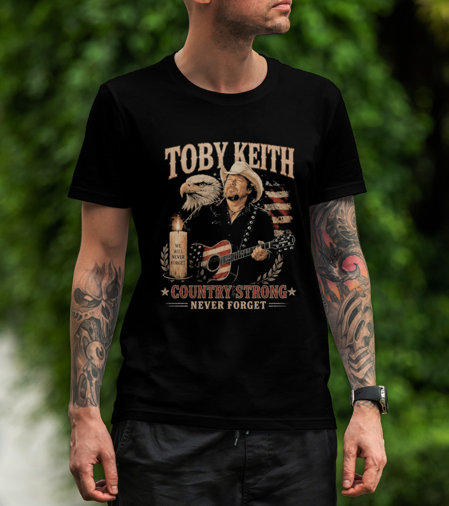 Toby Keith Country Strong Never Forget Eagle Candle Guitar America T-Shirt