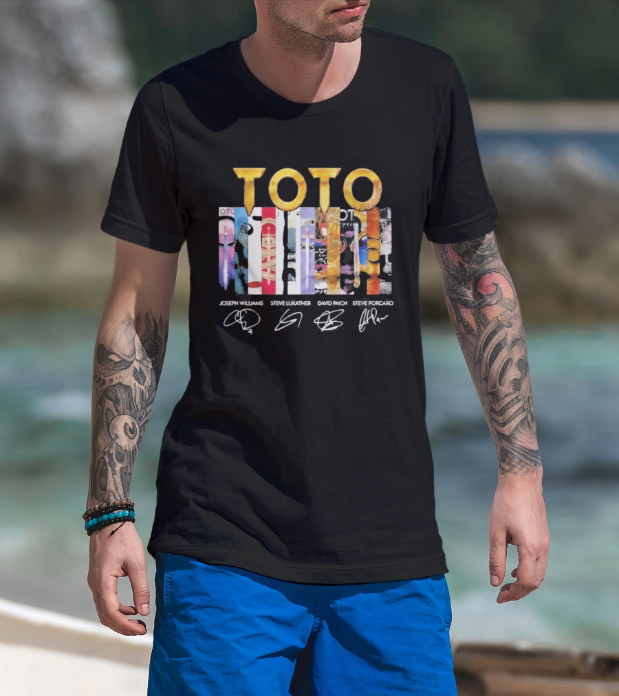 TOTO Band Discography Joseph Williams Steve Lukather David Paich Steve Porcaro Signatures Rock T-Shirt