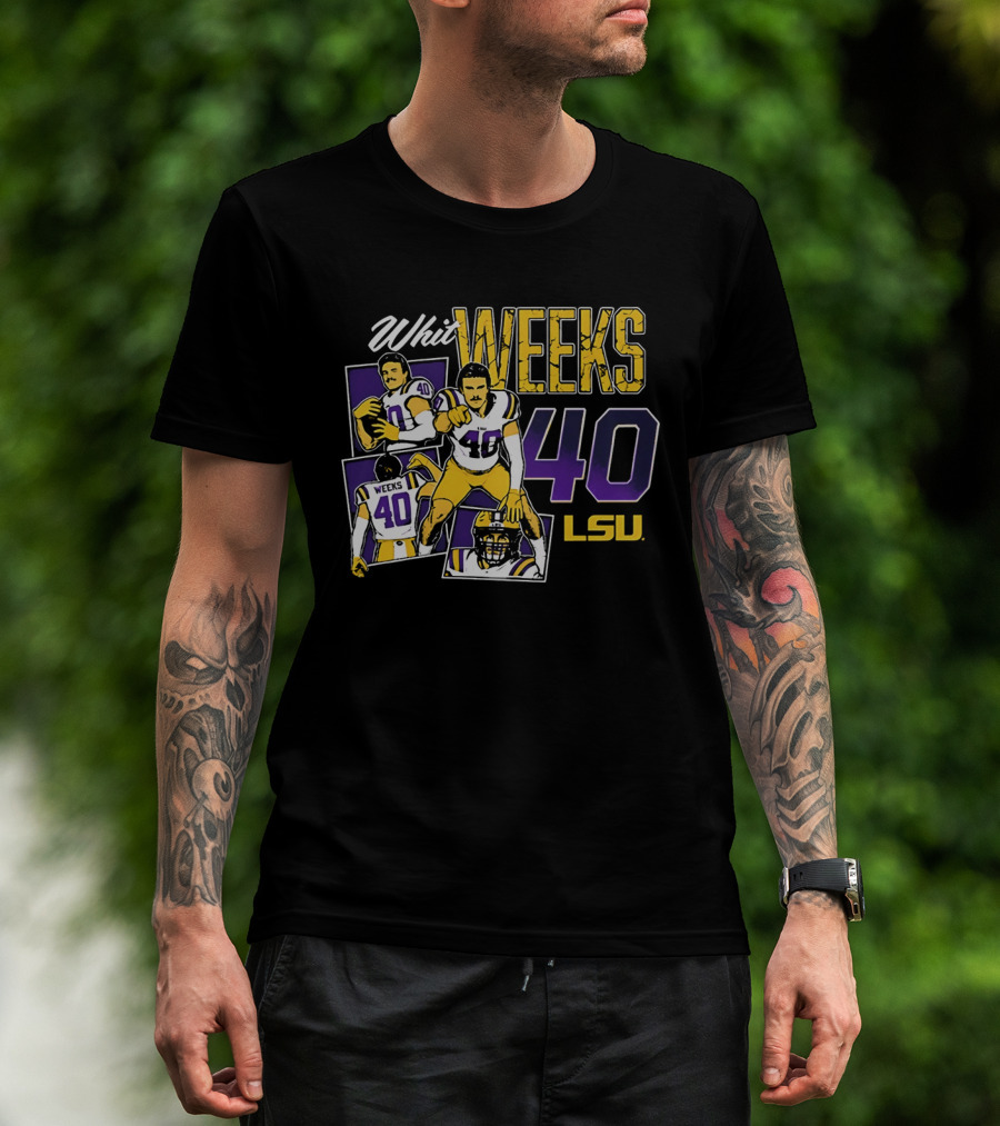 Whit Weeks LSU Tigers Number 40 College Football Collage T-Shirt