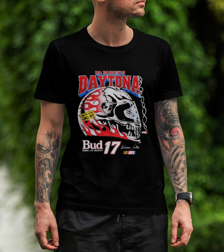 WL Present Daytona Bud King Of Beers 17 Racing Helmet Flame Design 2026 T-Shirt